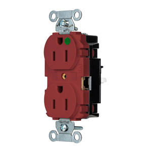 Hubbell Wiring Straight Blade Duplex Receptacles 15 A 125 V 2P3W 5-15R Hospital EdgeConnect™ Hubbell-Pro™ Dry Location Red