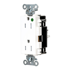Hubbell Wiring Straight Blade Decorator Duplex Receptacles 15 A 125 V 2P3W 5-15R Hospital EdgeConnect™ Style Line® HBL® Extra Heavy Duty Max Tamper-resistant White