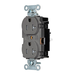 Hubbell Wiring Straight Blade Duplex Receptacles 20 A 125 V 2P3W 5-20R Commercial/Industrial EdgeConnect™ Hubbell-Pro™ Tamper-resistant Gray