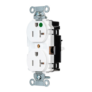 Hubbell Wiring Straight Blade Duplex Receptacles 20 A 125 V 2P3W 5-20R Hospital EdgeConnect™ Hubbell-Pro™ Dry Location White