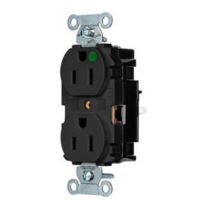 Hubbell Wiring Straight Blade Duplex Receptacles 15 A 125 V 2P3W 5-15R Hospital EdgeConnect™ Hubbell-Pro™ Dry Location Black