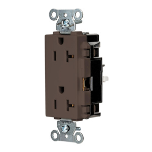 Hubbell Wiring Straight Blade Decorator Duplex Receptacles 20 A 125 V 2P3W 5-20R Commercial EdgeConnect™ Style Line® Dry Location Brown