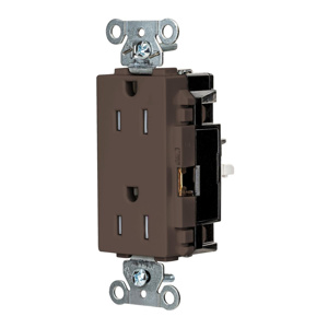 Hubbell Wiring Straight Blade Decorator Duplex Receptacles 15 A 125 V 2P3W 5-15R Commercial EdgeConnect™ Style Line® Tamper-resistant Brown