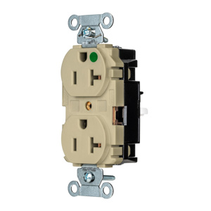 Hubbell Wiring Straight Blade Duplex Receptacles 20 A 125 V 2P3W 5-20R Hospital EdgeConnect™ Hubbell-Pro™ Dry Location Ivory
