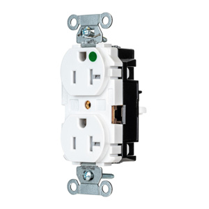 Hubbell Wiring Straight Blade Duplex Receptacles 20 A 125 V 2P3W 5-20R Hospital EdgeConnect™ Hubbell-Pro™ Tamper-resistant White