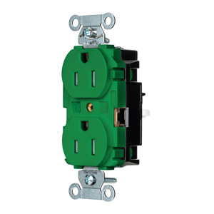 Hubbell Wiring Straight Blade Duplex Receptacles 15 A 125 V 2P3W 5-15R Industrial EdgeConnect™ Hubbell-Pro™ Tamper-resistant Green