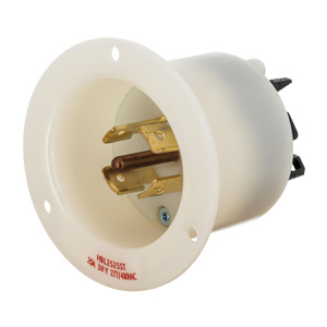 Hubbell Wiring Locking Flanged Inlets 20 A 277/480 V 4P5W L22-20P EdgeConnect™ Twist-Lock® Insulgrip®