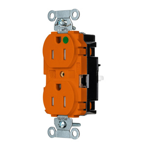 Hubbell Wiring Straight Blade Duplex Receptacles 15 A 125 V 2P3W 5-15R Hospital EdgeConnect™ Hubbell-Pro™ Tamper-resistant Orange