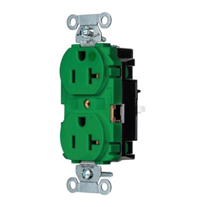 Hubbell Wiring Straight Blade Duplex Receptacles 20 A 125 V 2P3W 5-20R Hospital EdgeConnect™ Hubbell-Pro™ Dry Location Green