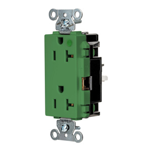 Hubbell Wiring Straight Blade Decorator Duplex Receptacles 20 A 125 V 2P3W 5-20R Hospital EdgeConnect™ Style Line® HBL® Extra Heavy Duty Max Dry Location Green