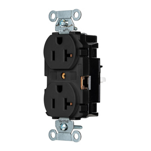 Hubbell Wiring Straight Blade Duplex Receptacles 20 A 125 V 2P3W 5-20R Commercial EdgeConnect™ Dry Location Black