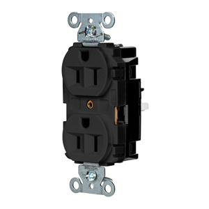 Hubbell Wiring Straight Blade Duplex Receptacles 15 A 125 V 2P3W 5-15R Industrial EdgeConnect™ Hubbell-Pro™ Dry Location Black