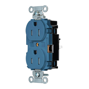 Hubbell Wiring Straight Blade Duplex Receptacles 15 A 125 V 2P3W 5-15R Industrial EdgeConnect™ Hubbell-Pro™ Tamper-resistant Blue