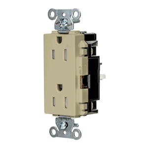 Hubbell Wiring Straight Blade Decorator Duplex Receptacles 15 A 125 V 2P3W 5-15R Commercial EdgeConnect™ Style Line® Tamper-resistant Ivory