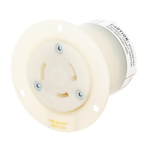 Hubbell Wiring Locking Flanged Receptacles 30 A 125 V 2P3W L5-30R EdgeConnect™ Twist-Lock® Insulgrip®