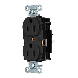 Hubbell Wiring Straight Blade Duplex Receptacles 15 A 125 V 2P3W 5-15R Commercial EdgeConnect™ Dry Location Black