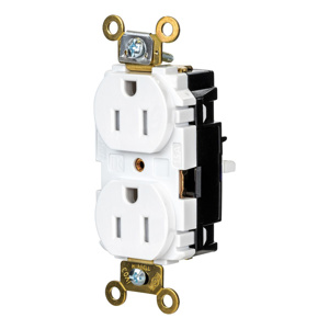 Hubbell Wiring Straight Blade Duplex Receptacles 15 A 125 V 2P3W 5-15R Specification EdgeConnect™ HBL® Extra Heavy Duty Max Tamper-resistant White