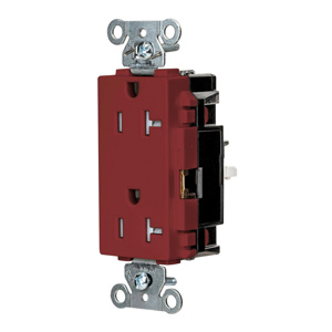 Hubbell Wiring Straight Blade Decorator Duplex Receptacles 20 A 125 V 2P3W 5-20R Commercial EdgeConnect™ Style Line® Tamper-resistant Red