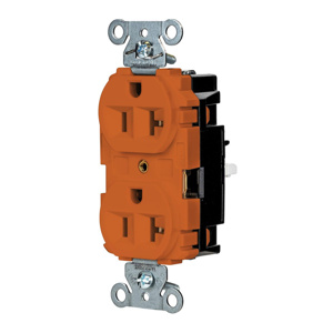 Hubbell Wiring Straight Blade Duplex Receptacles 20 A 125 V 2P3W 5-20R Commercial/Industrial EdgeConnect™ Hubbell-Pro™ Dry Location Orange