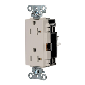 Hubbell Wiring Straight Blade Decorator Duplex Receptacles 20 A 125 V 2P3W 5-20R Commercial EdgeConnect™ Style Line® Dry Location Light Almond