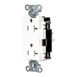 Hubbell Wiring Straight Blade Decorator Duplex Receptacles 20 A 125 V 2P3W 5-20R Commercial EdgeConnect™ Style Line® Dry Location White