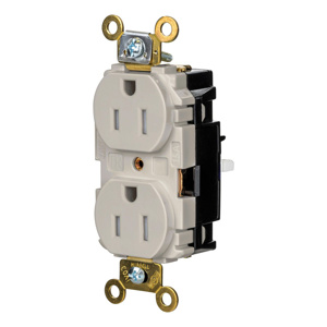 Hubbell Wiring Straight Blade Duplex Receptacles 15 A 125 V 2P3W 5-15R Specification EdgeConnect™ HBL® Extra Heavy Duty Max Tamper-resistant Light Almond