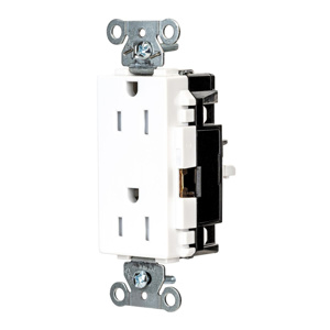 Hubbell Wiring Straight Blade Decorator Duplex Receptacles 15 A 125 V 2P3W 5-15R Commercial EdgeConnect™ Style Line® Tamper-resistant White