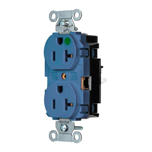 Hubbell Wiring Straight Blade Duplex Receptacles 20 A 125 V 2P3W 5-20R Hospital EdgeConnect™ Hubbell-Pro™ Dry Location Blue