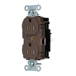 Hubbell Wiring Straight Blade Duplex Receptacles 15 A 125 V 2P3W 5-15R Industrial EdgeConnect™ Hubbell-Pro™ Tamper-resistant Brown