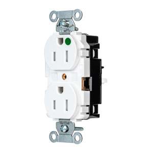 Hubbell Wiring Straight Blade Duplex Receptacles 15 A 125 V 2P3W 5-15R Hospital EdgeConnect™ Hubbell-Pro™ Tamper-resistant White