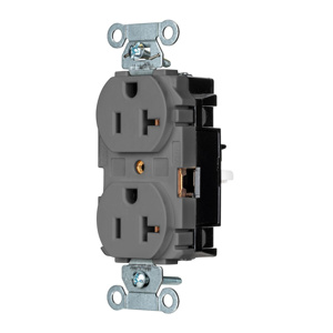 Hubbell Wiring Straight Blade Duplex Receptacles 20 A 125 V 2P3W 5-20R Commercial EdgeConnect™ Hubbell-Pro™ Dry Location Gray