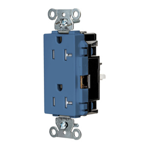 Hubbell Wiring Straight Blade Decorator Duplex Receptacles 20 A 125 V 2P3W 5-20R Commercial EdgeConnect™ Style Line® Tamper-resistant Blue