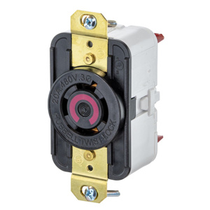 Hubbell Wiring Locking Single Receptacles 20 A 480 V 3P4W L16-20R EdgeConnect™ Twist-Lock®
