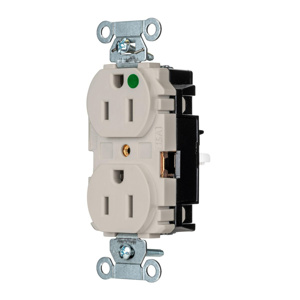 Hubbell Wiring Straight Blade Duplex Receptacles 15 A 125 V 2P3W 5-15R Hospital EdgeConnect™ Hubbell-Pro™ Dry Location Light Almond