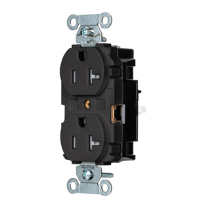 Hubbell Wiring Straight Blade Duplex Receptacles 20 A 125 V 2P3W 5-20R Commercial/Industrial EdgeConnect™ Hubbell-Pro™ Tamper-resistant Black