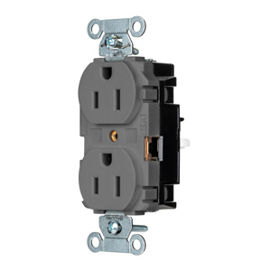 Hubbell Wiring Straight Blade Duplex Receptacles 15 A 125 V 2P3W 5-15R Commercial EdgeConnect™ Hubbell-Pro™ Dry Location Gray