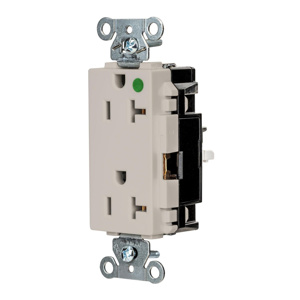 Hubbell Wiring Straight Blade Decorator Duplex Receptacles 20 A 125 V 2P3W 5-20R Hospital EdgeConnect™ Style Line® HBL® Extra Heavy Duty Max Dry Location Light Almond