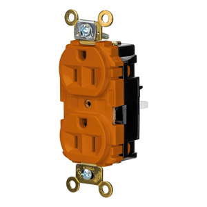 Hubbell Wiring Straight Blade Duplex Receptacles 15 A 125 V 2P3W 5-15R Specification EdgeConnect™ HBL® Extra Heavy Duty Max Dry Location Orange