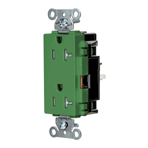 Hubbell Wiring Straight Blade Decorator Duplex Receptacles 20 A 125 V 2P3W 5-20R Commercial EdgeConnect™ Style Line® Tamper-resistant Green