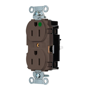 Hubbell Wiring Straight Blade Duplex Receptacles 15 A 125 V 2P3W 5-15R Hospital EdgeConnect™ Hubbell-Pro™ Dry Location Brown