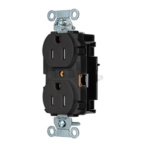 Hubbell Wiring Straight Blade Duplex Receptacles 15 A 125 V 2P3W 5-15R Commercial EdgeConnect™ Tamper-resistant Black