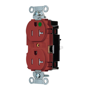Hubbell Wiring Straight Blade Duplex Receptacles 20 A 125 V 2P3W 5-20R Hospital EdgeConnect™ Hubbell-Pro™ Tamper-resistant Red