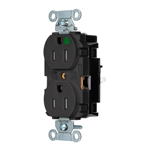 Hubbell Wiring Straight Blade Duplex Receptacles 15 A 125 V 2P3W 5-15R Hospital EdgeConnect™ Hubbell-Pro™ Tamper-resistant Black