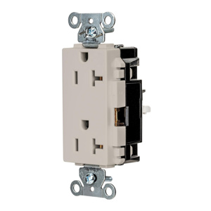 Hubbell Wiring Straight Blade Decorator Duplex Receptacles 20 A 125 V 2P3W 5-20R Specification EdgeConnect™ Style Line® HBL® Extra Heavy Duty Max Dry Location Light Almond