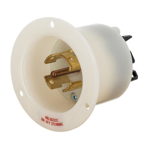 Hubbell Wiring Locking Flanged Inlets 30 A 277/480 V 4P5W L22-30P EdgeConnect™ Twist-Lock® Insulgrip®