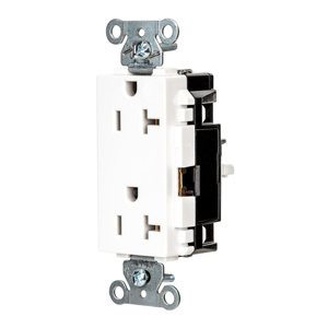 Hubbell Wiring Straight Blade Decorator Duplex Receptacles 20 A 125 V 2P3W 5-20R Specification EdgeConnect™ Style Line® HBL® Extra Heavy Duty Max Dry Location White