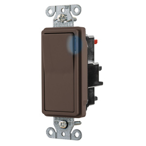 Hubbell Wiring SPST Rocker Light Switches 20 A 120/277 V EdgeConnect™ Style Line® DS120 Illuminated Brown