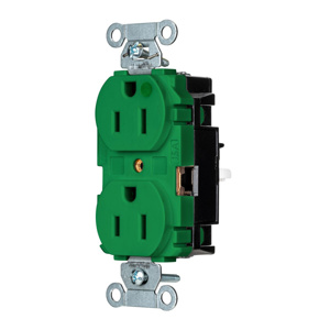 Hubbell Wiring Straight Blade Duplex Receptacles 15 A 125 V 2P3W 5-15R Hospital EdgeConnect™ Hubbell-Pro™ Dry Location Green