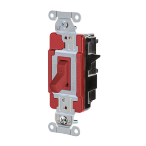 Hubbell Wiring SPST Toggle Light Switches 20 A 120/277 V EdgeConnect™ HBL® Extra Heavy Duty HBL1221 No Illumination Red