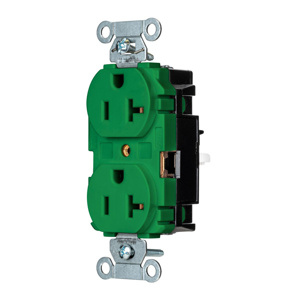 Hubbell Wiring Straight Blade Duplex Receptacles 20 A 125 V 2P3W 5-20R Commercial EdgeConnect™ Dry Location Green